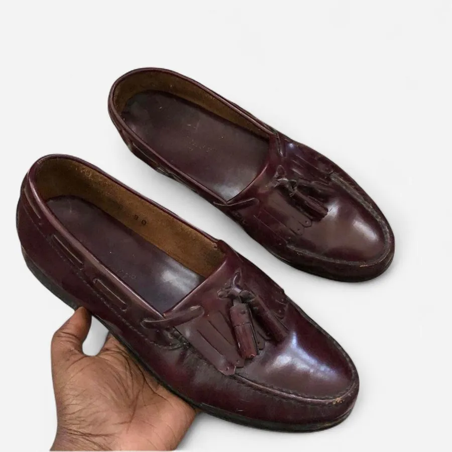 Towncraft Burgundy Maroon Oxblood Red Leather Dress Penny Loafers Shoes Size 9