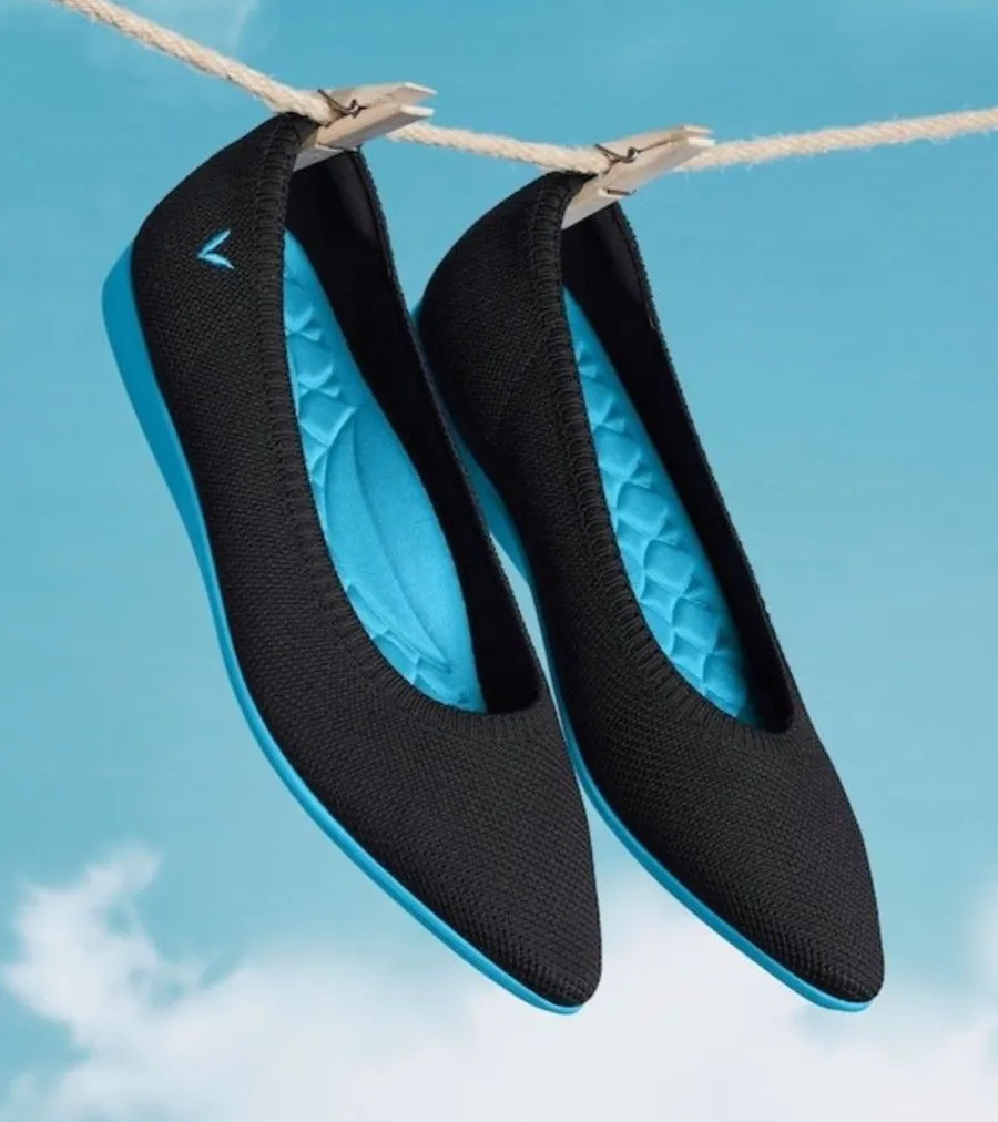 Vivaia Lightweight Pointed Toe Ballet Flats Womens 37 Aria Walker Black Lapis Size 6