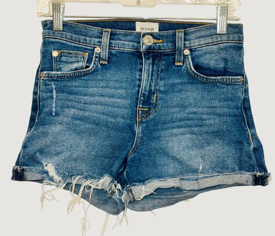 140 | Hudson Distressed Cut Off Denim Shorts Blue Women 25