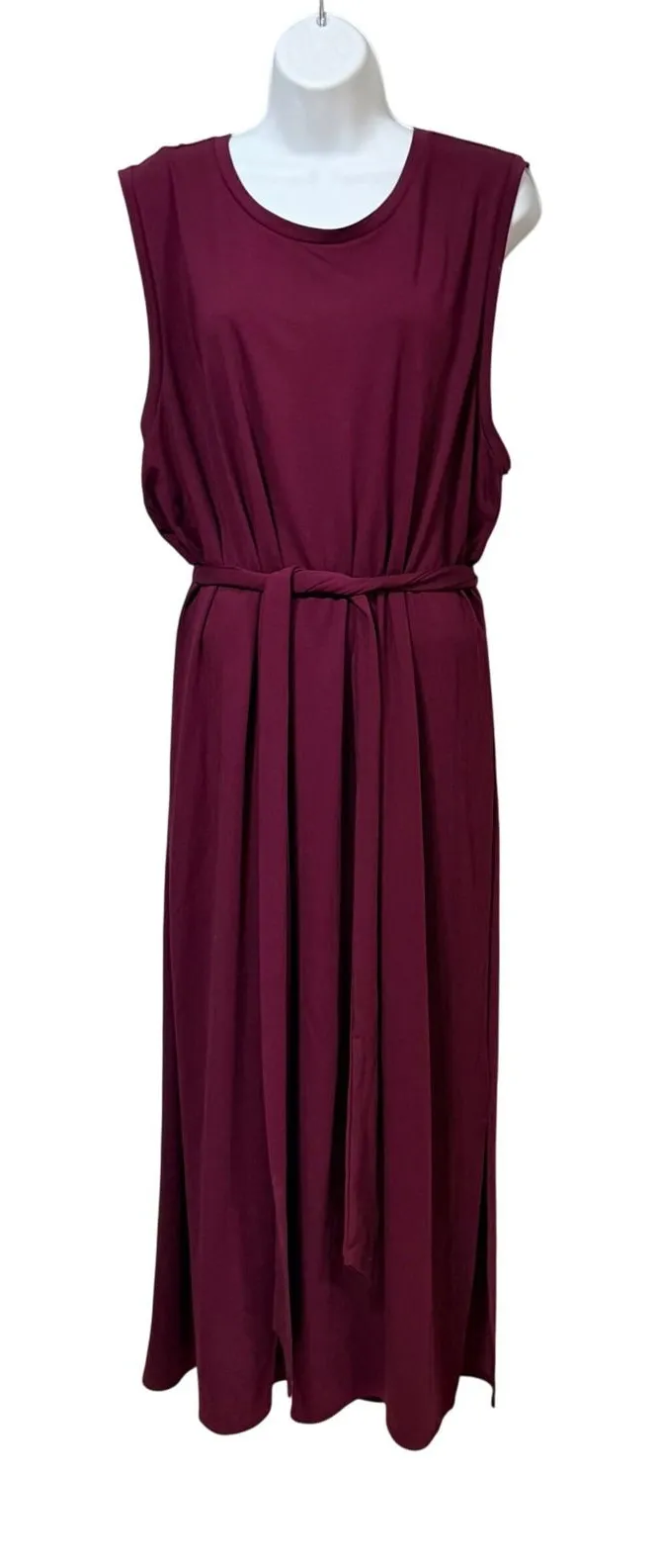 Banana Republic Womens XXL Burgundy Sleeveless Tie Waist Maxi Dress NWOT