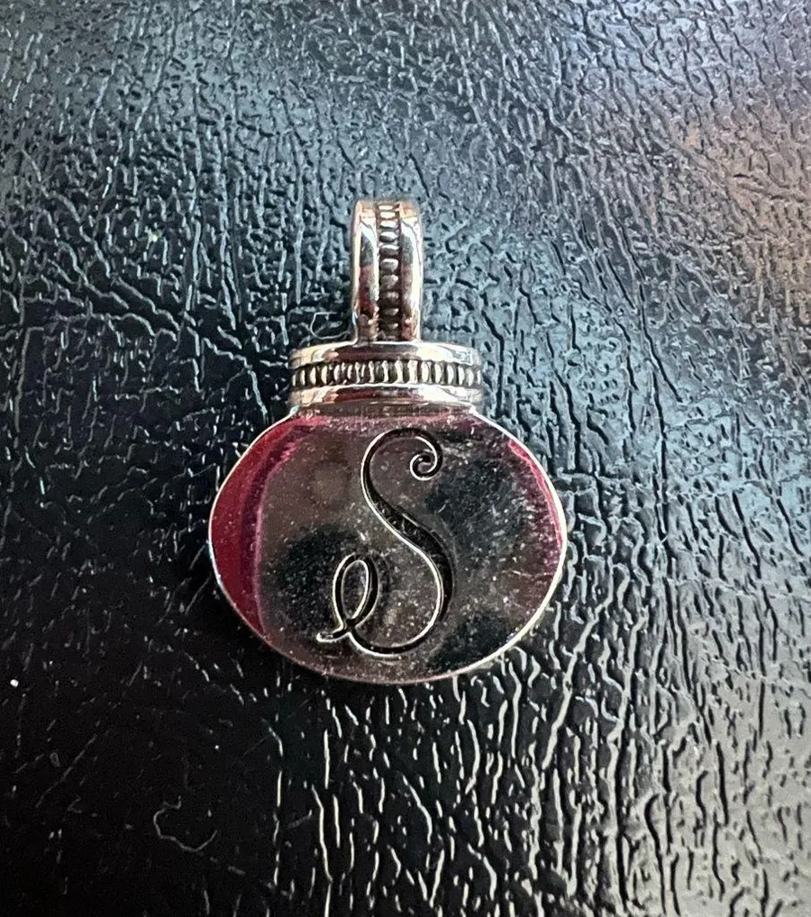 Silver 'S' Initial Pendant Necklace Reversible Heart