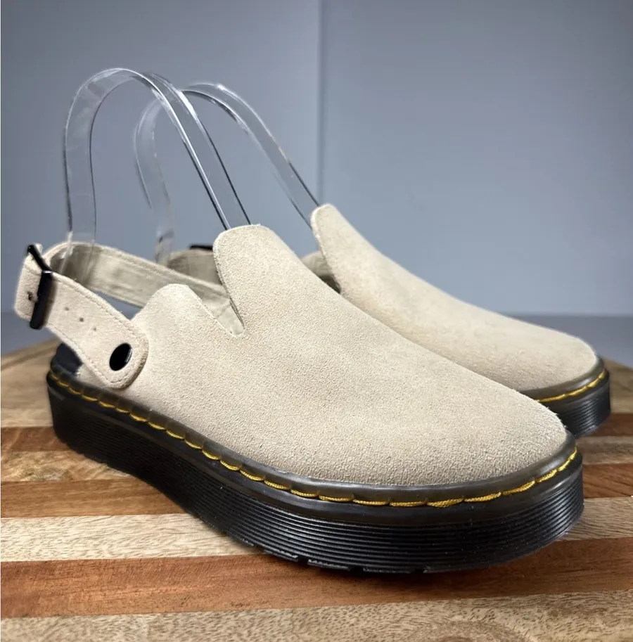 Dr. Martens Carlson Suede Slingback Clogs Mules Women's US 5 UK 3 Warm Sand