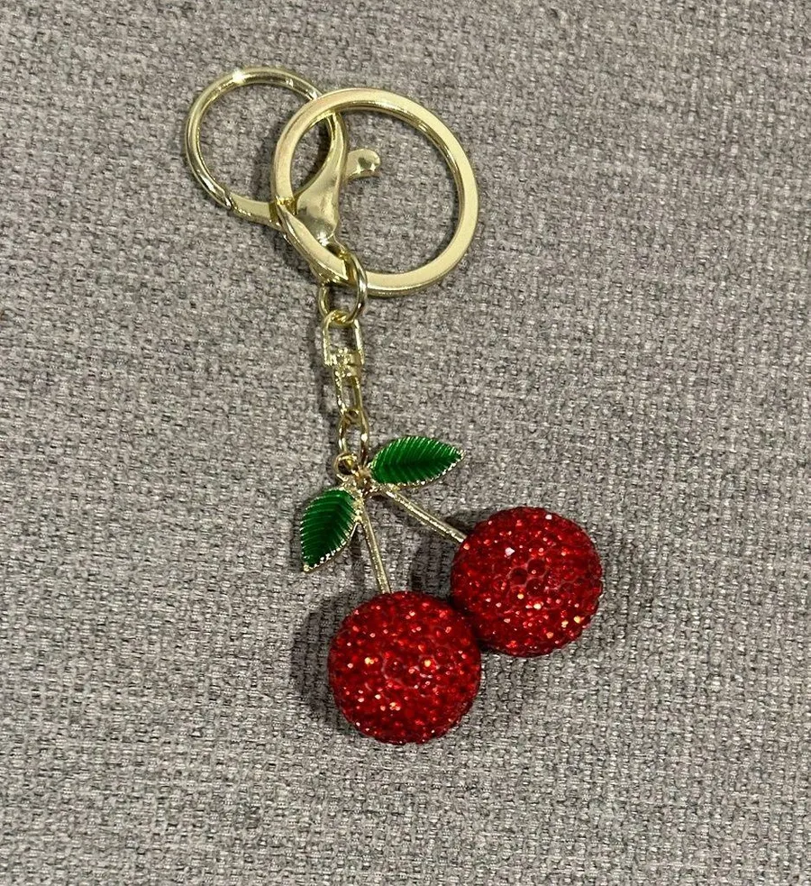 Cherry Keychain with Red and Green Accents NWOT