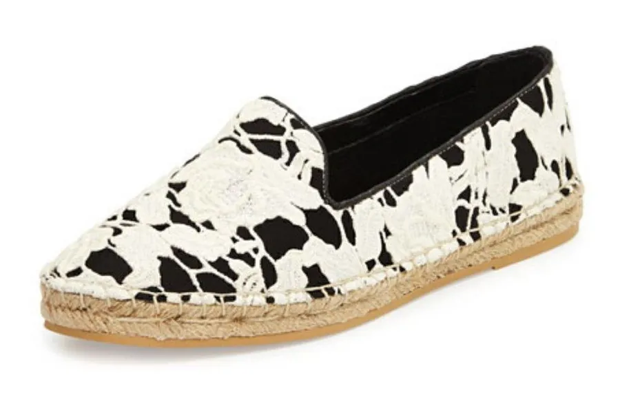 Cole Haan Womens 8 Palermo Lace Espadrille Shoes Black White