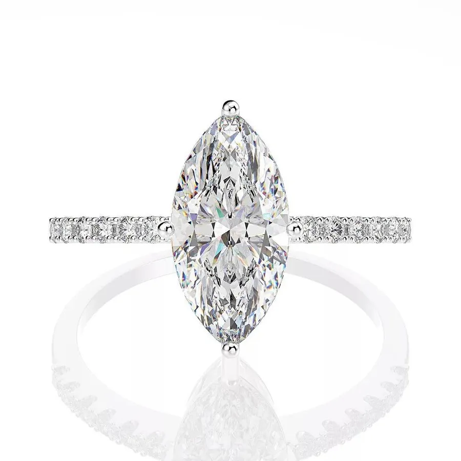 SIZE 9 925 SONA Diamond Marquise Engagement Ring