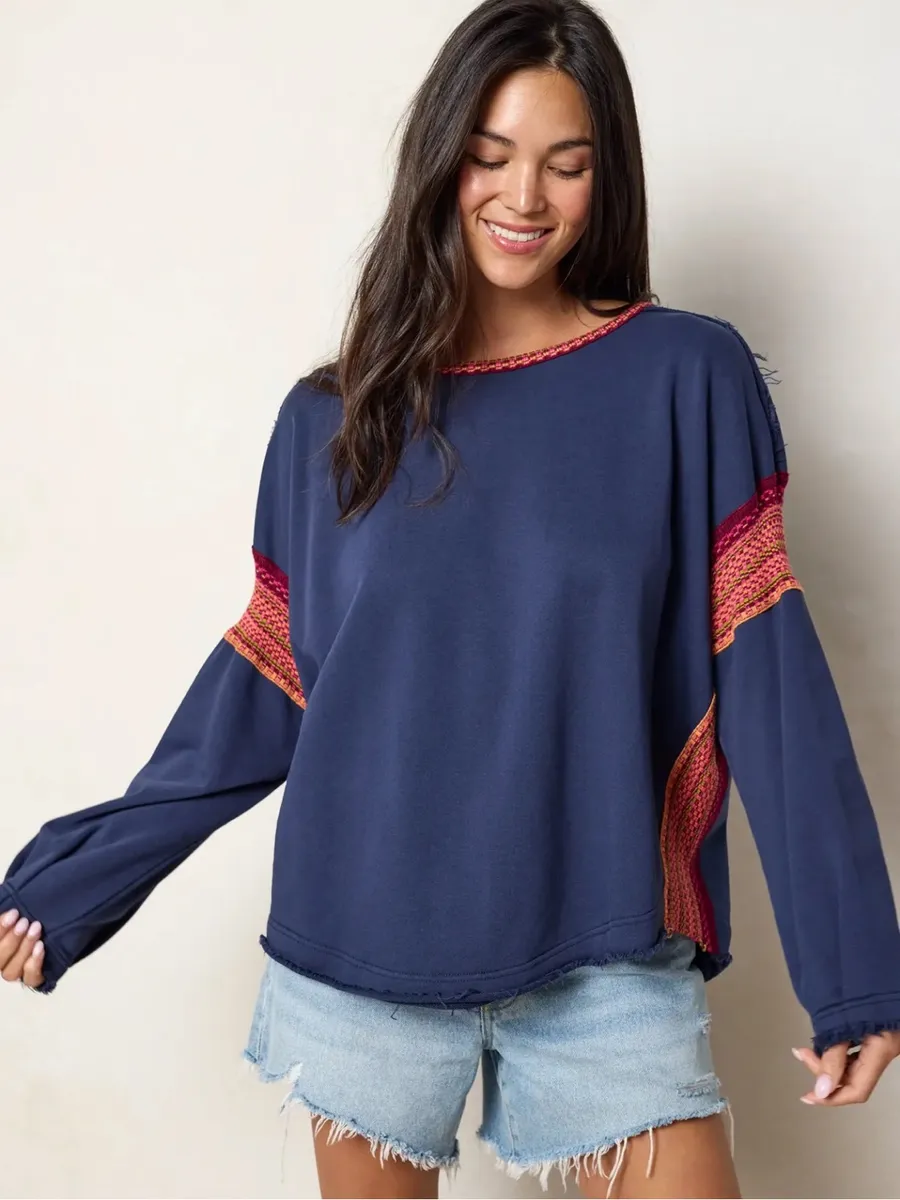 Natural Life Knit Trim Ribbed sweatshirt. Size XL