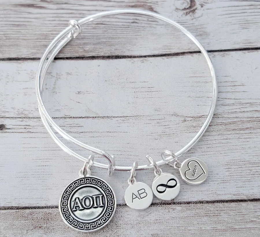 Sorority Charm Bracelet Silver Tone