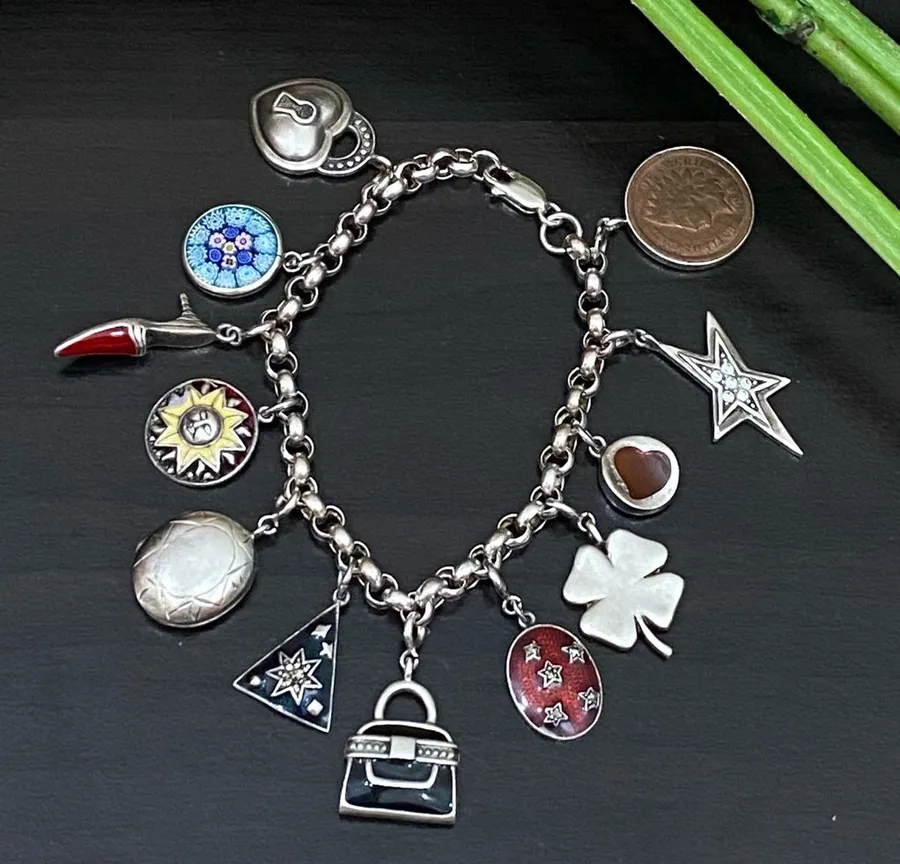 Vintage 925 12 Charms Bracelet
