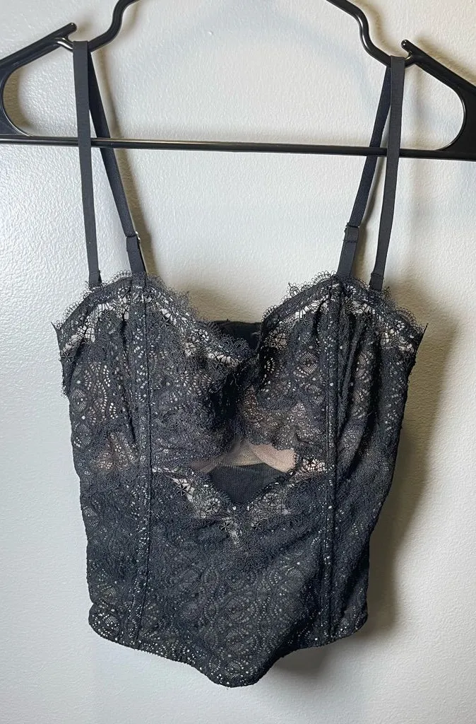 Victoria's Secret Women's Black Lace Corset Bra Top Size 34B