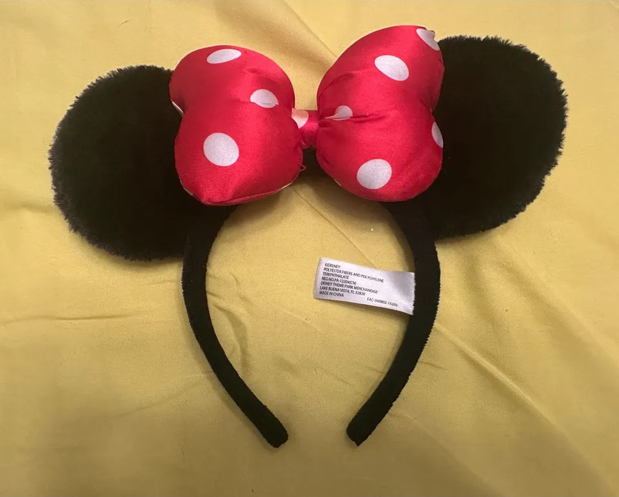 Disney Parks Classic Minnie Mouse Black n Red Polkadots Ears Headband
