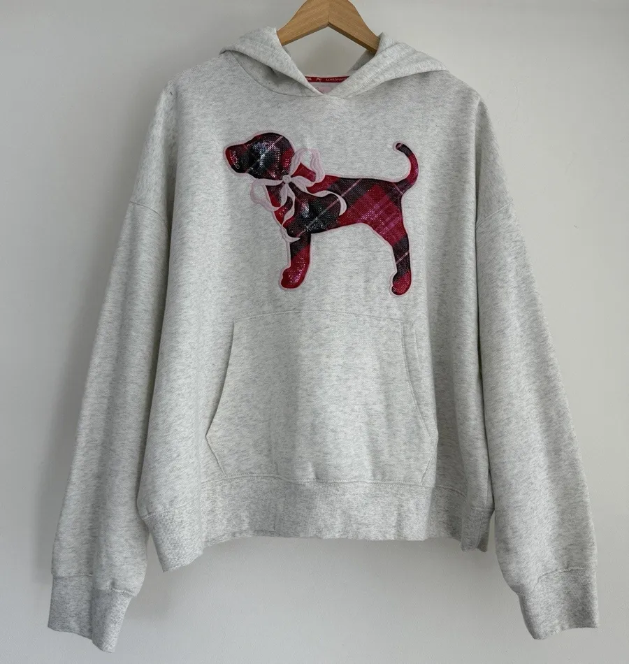 PINK X LoveShackFancy Hoodie XL Oversized Bling Puppy Victorias Secret Pullover