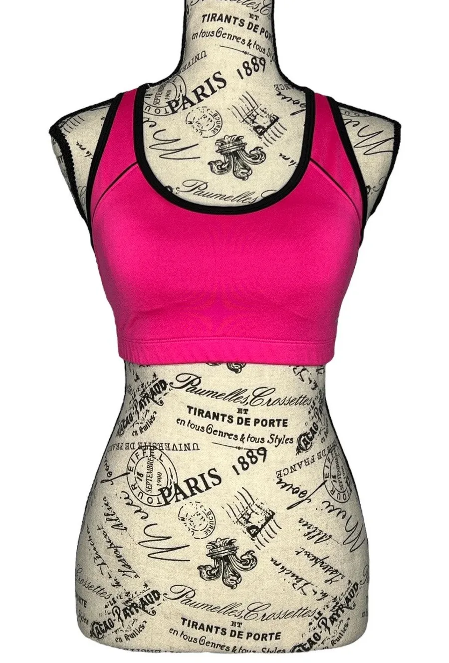 BCG (M) Pink Racerback Sports Bra Mesh Back Tru‑Wick Fabric Black Details