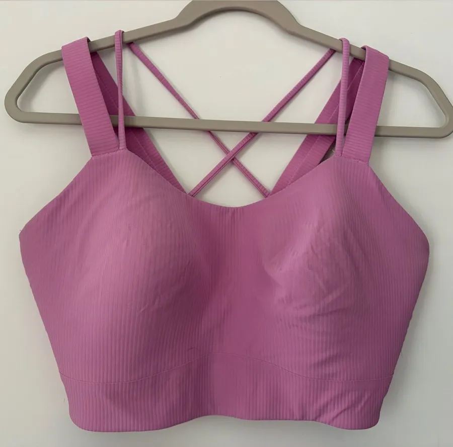 lululemon athletica Ribbed Pink Sports Bra with Crisscross Straps