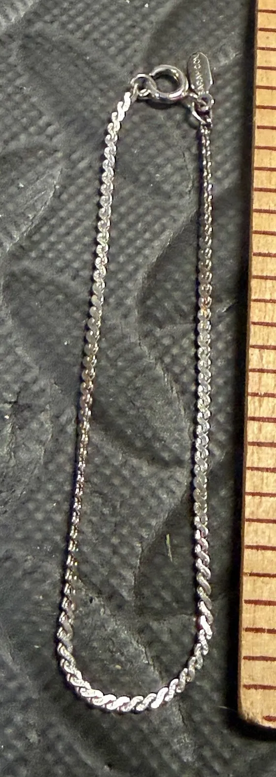 Sarah Coventry Bracelet Silver tone Twisted Rope Chain Vintage Signed 80s 90s