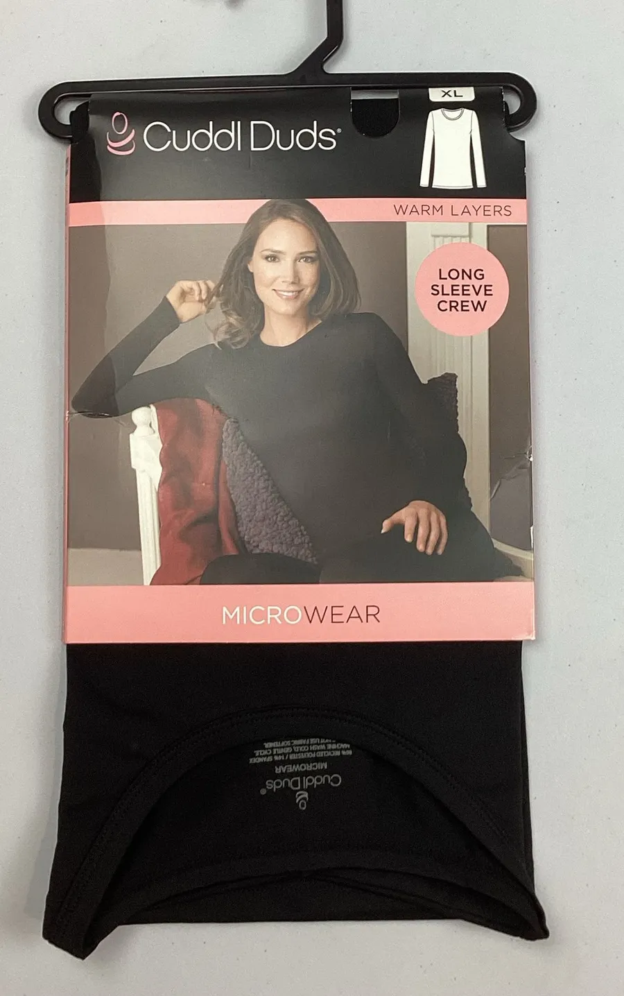 Cuddl Duds Women’s Black Long Sleeve Microwear Crew Top XL NEW! Retail $36