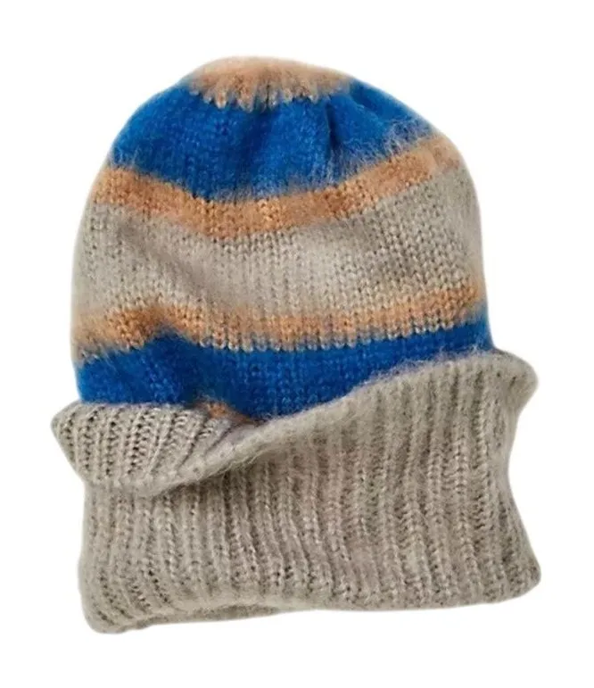 Free People Grey Striped Beanie Hat NWT
