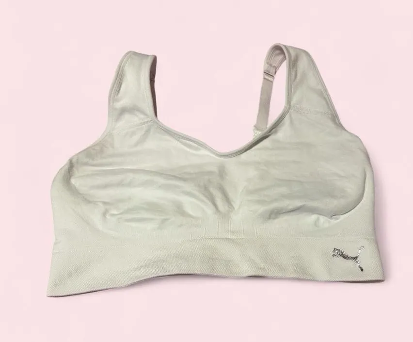 Puma Seamless Light Gray/Off-White Sports Bra