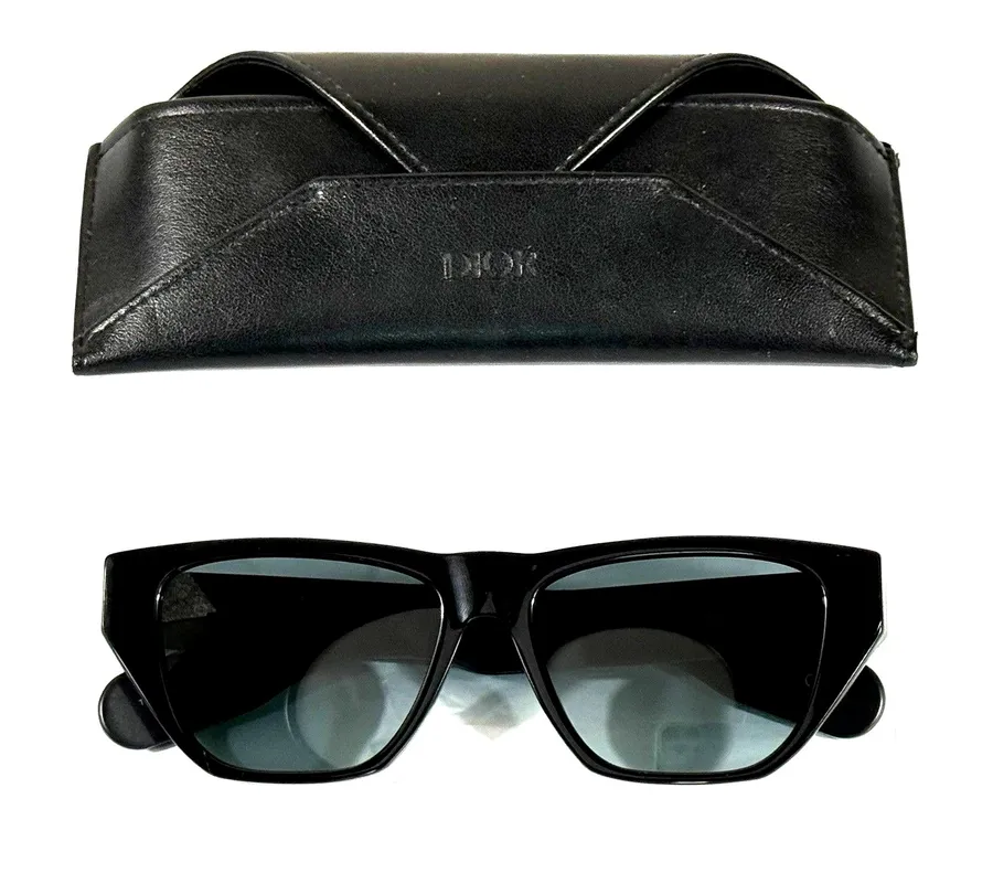 Christian Dior Inside Out 2 Black Olive Green Sunglasses Case Italy Minimalist