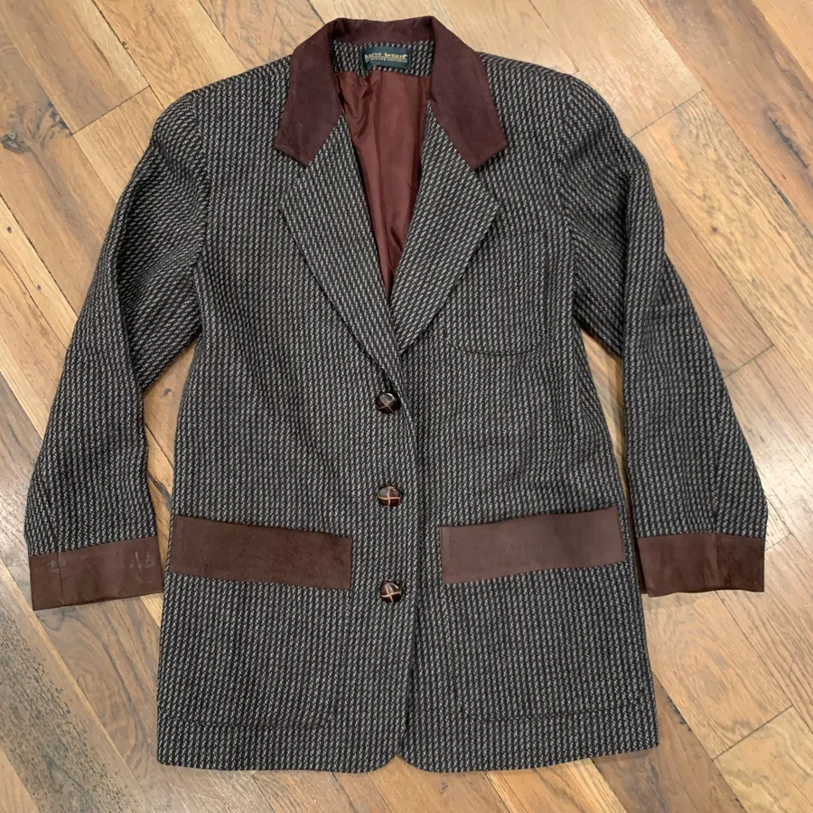 Harve Benard Vintage Leather Trim Blazer Jacket Size Medium