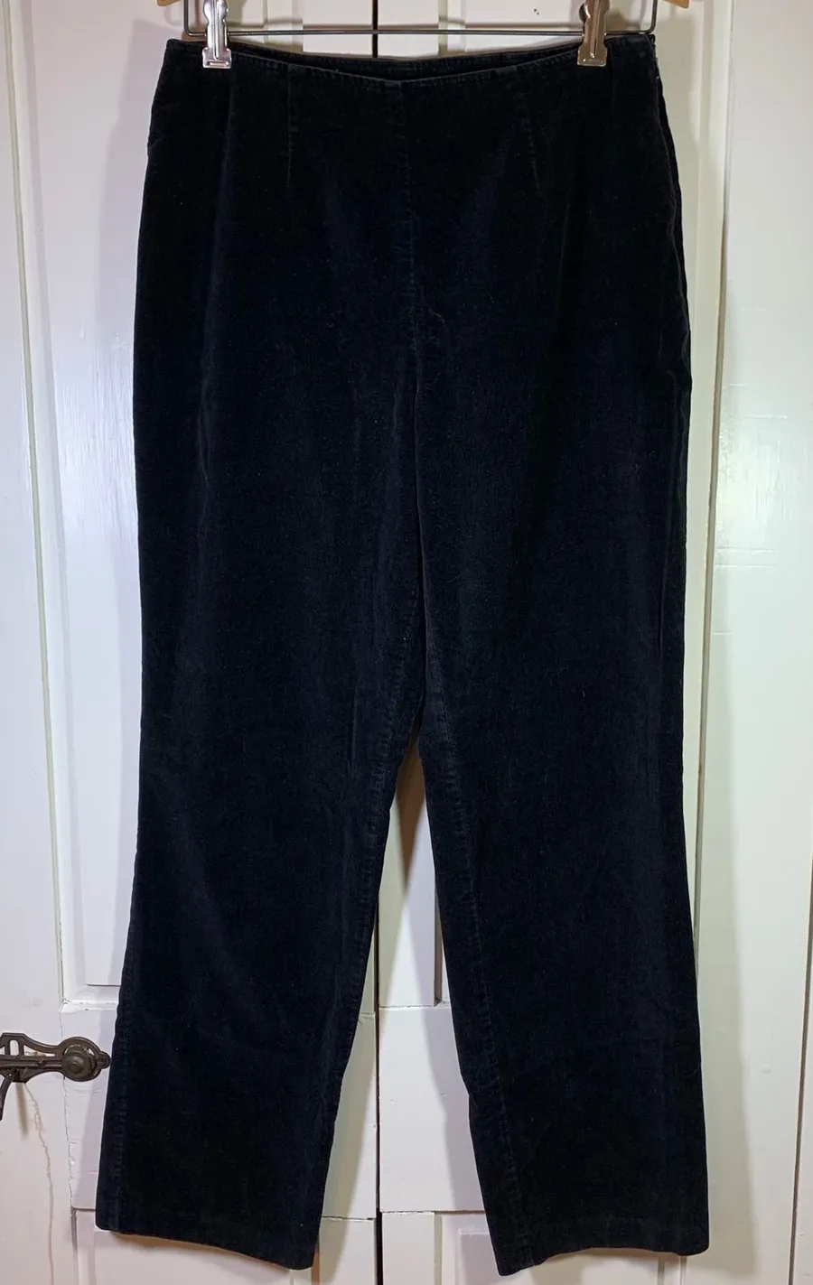 Sigrid Olsen Sport Black Velour Pants Womens 8 Straight Leg Side Zip Holiday
