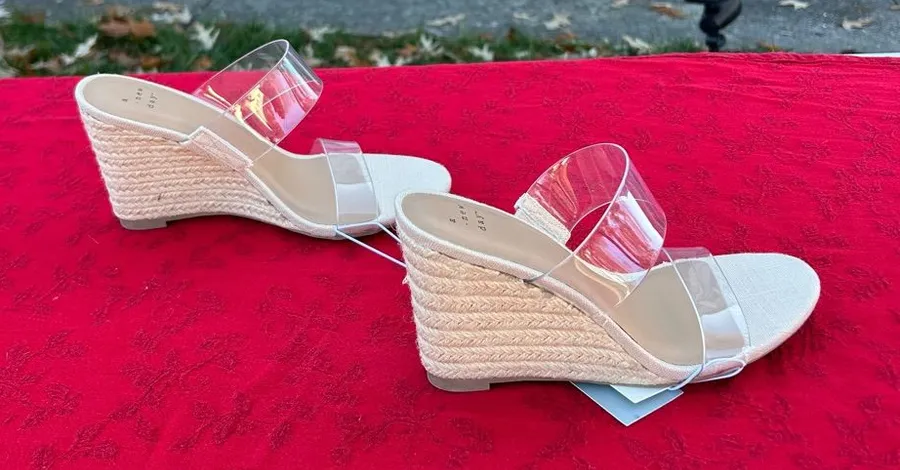 A New Day Womens Ansel Double Band Open Toe Wedge Heels size 7