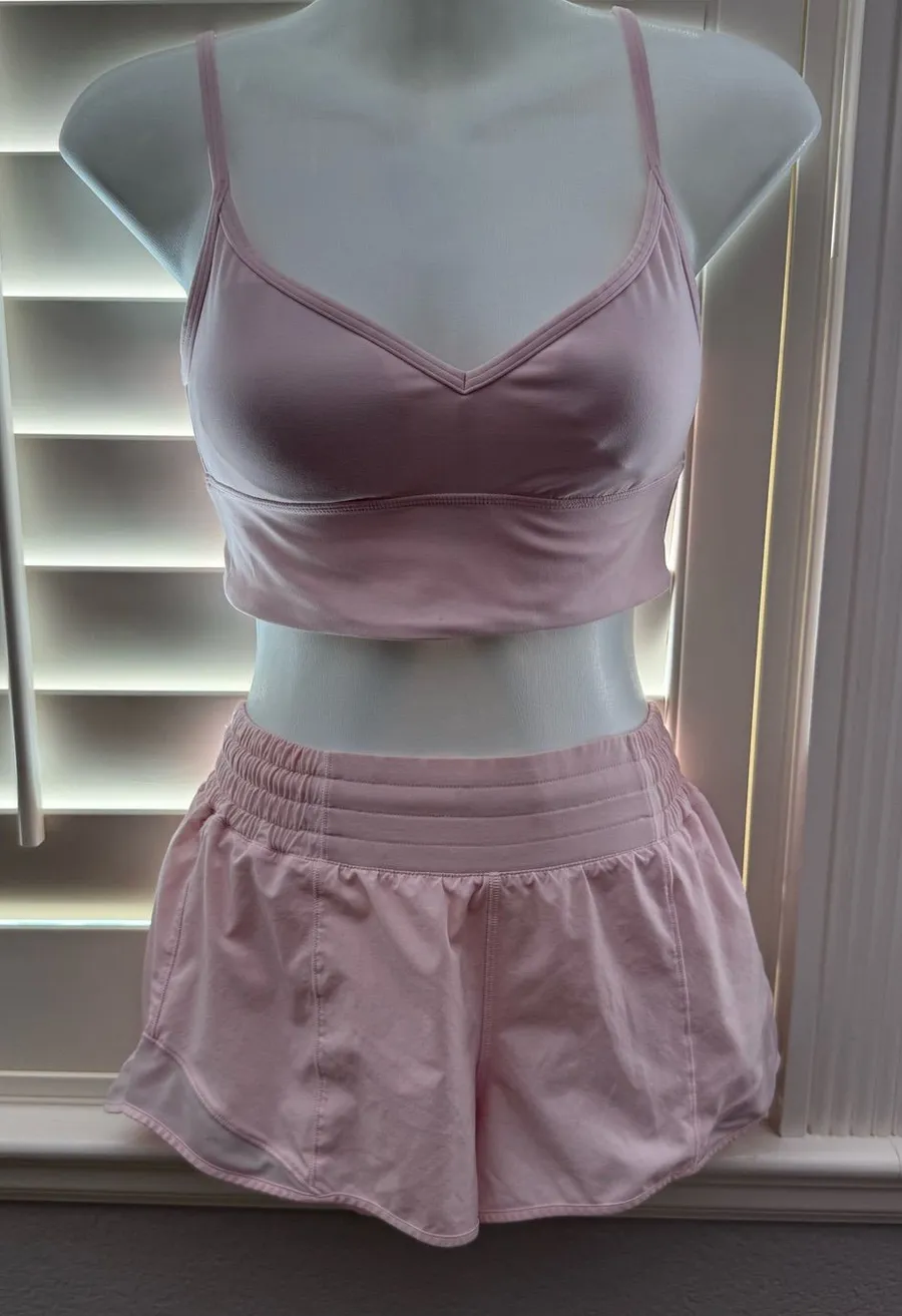 Lululemon Align Sweetheart Bra & Hotty Hot High-Rise Short 2.5" Pink Size 4/6