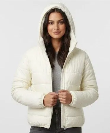 Cisono LA Outwear Puffer Jacket Hooded Soft Fleece Lined Cozy Minimalist Sz L Size L