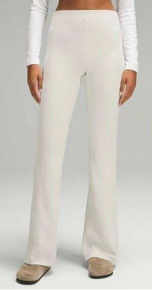 Brushed Softstreme Ribbed Zip Flared Pant Bone