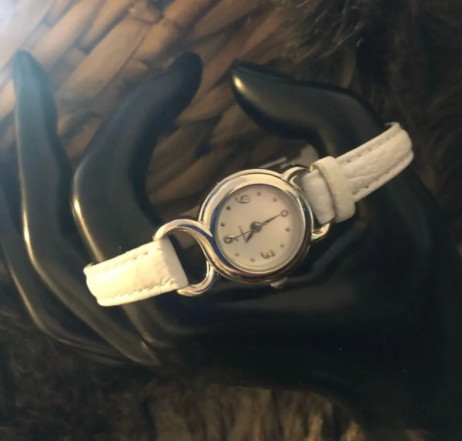 Ladies Diamond white genuine leather watch