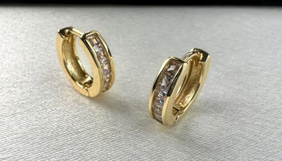 CZ Small Gold Hoop Earrings for Women Men