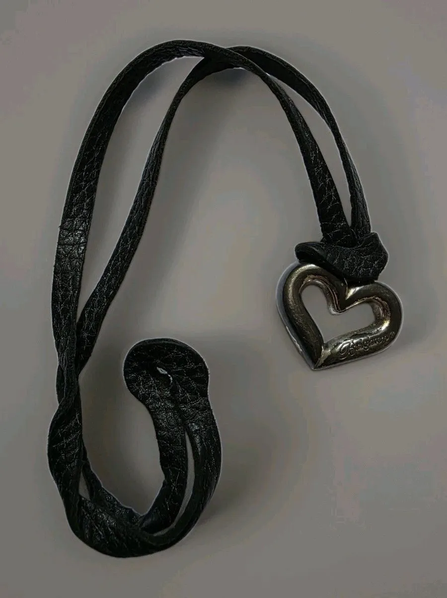 BRIGHTON Black Leather Replacement Heart Loop Strap Purse Bag Charm Fob