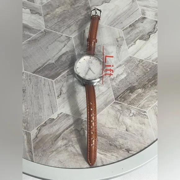 Robert Lee Morris RLM Women's Brown Leather Strap Watch NIB Water Resistant