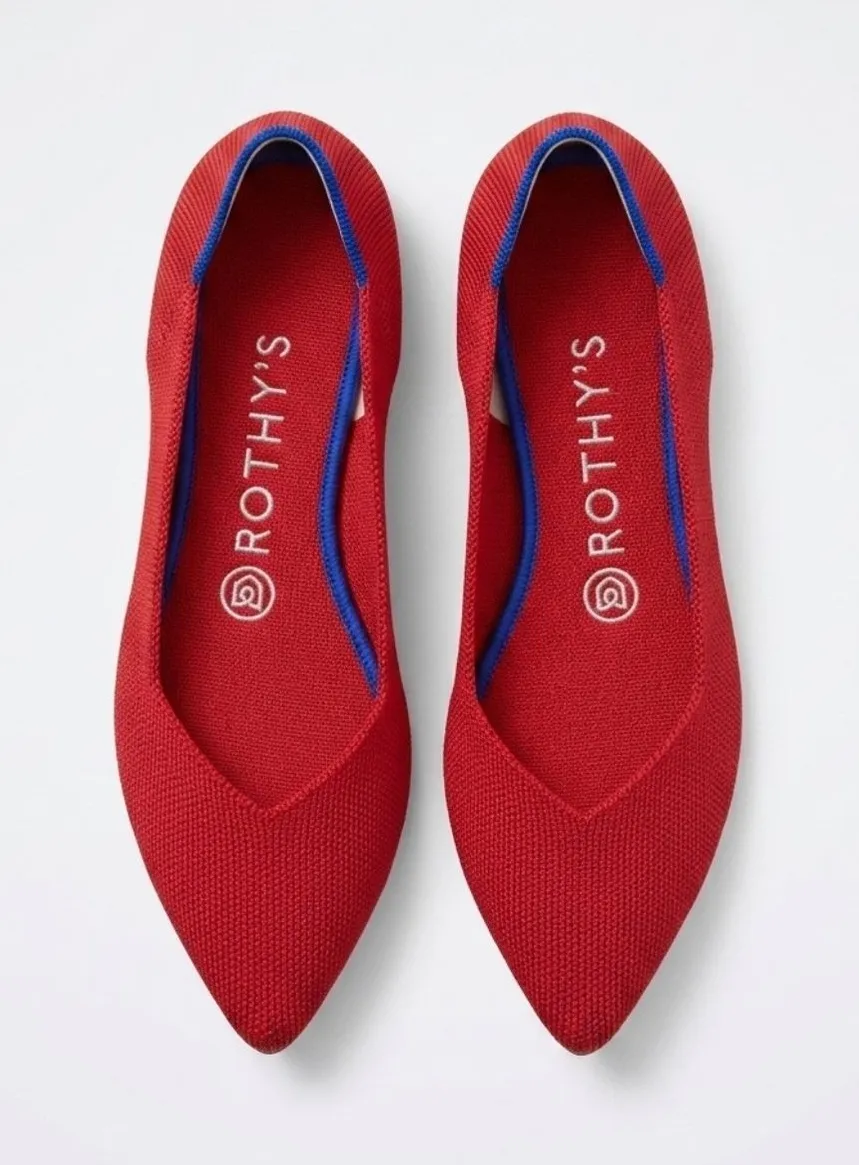 Rothy's Red Pointed Toe Flats Women's Size 7