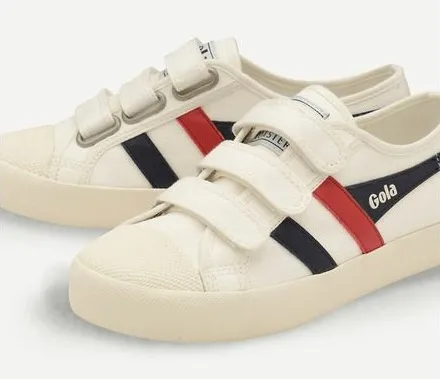 Gola Women's Vegan Classic Coaster Strap Canvas Sneakers Off White Navy Size 10
