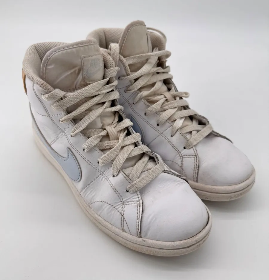 Nike Court Royale 2 Mid Shoes Womens Sz 7.5 White Blue Sneakers