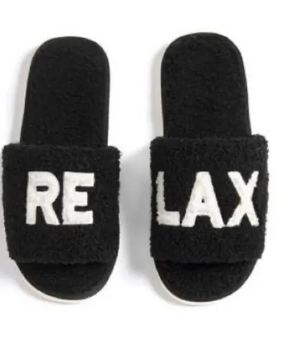 Shiraleah Black and Cream Fuzzy Slide Slippers Size 9/10