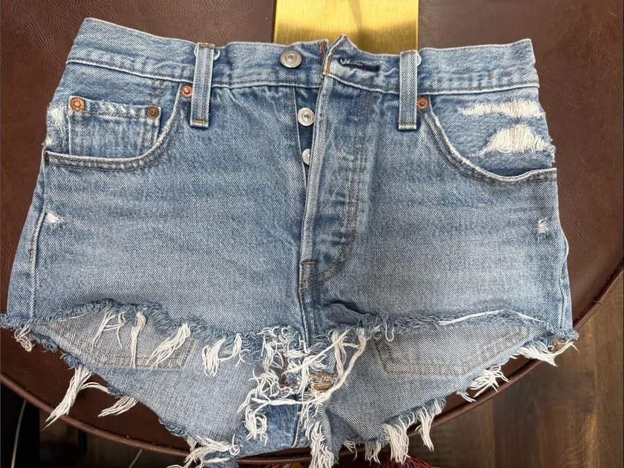 Levi's Light Blue Distressed Cutoff Jean Shorts