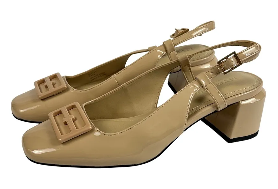 Liverpool Getty Slingback Block Heels Square Toe Dress Shoes Beige Women's 7.5M