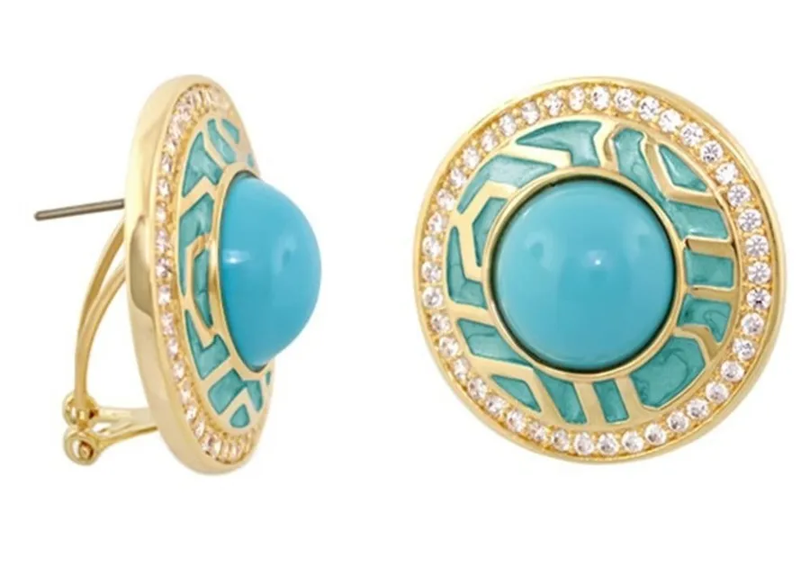 Lauren G Adams Chunky Town Collection French Clip Earrings Blue