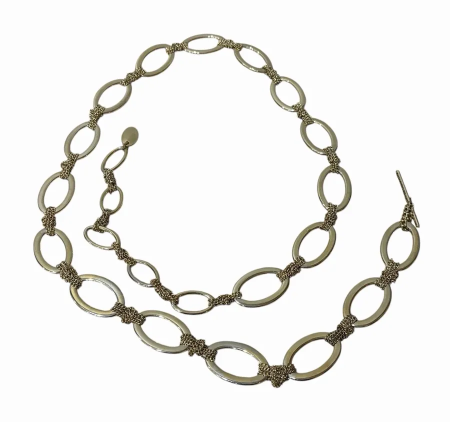 Liz Claiborne Women's Chain Belt One Size Adjustable Gold O Ring Metal L / XL