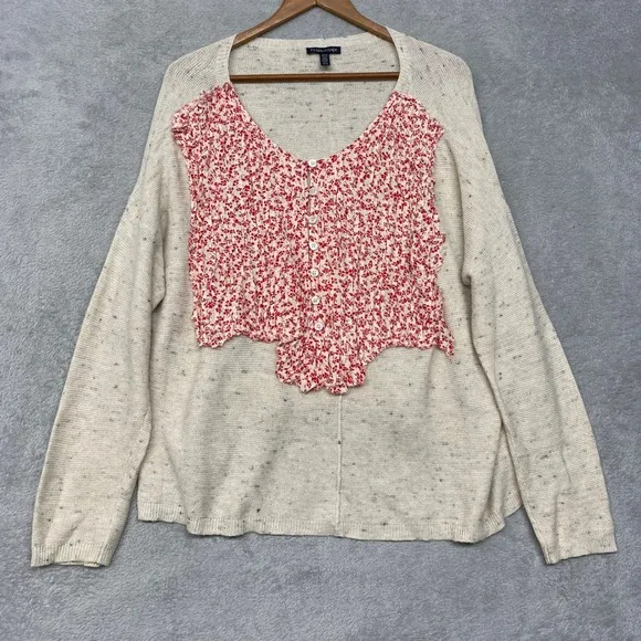 Eileen Fisher Sweater Womens Medium Cream Wool Blend Knit Lagenlook Oversized
