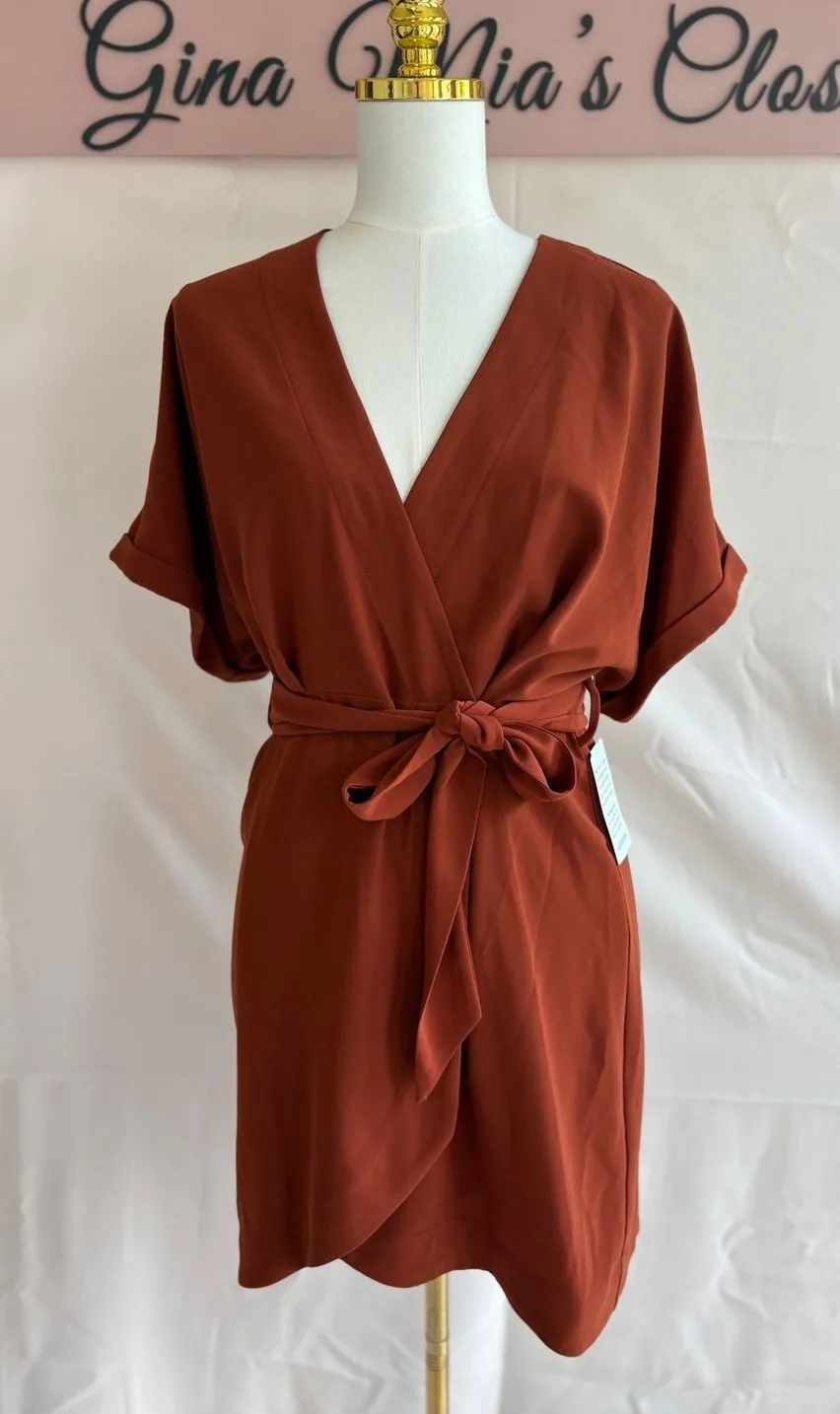 Charles Henry Rust Orange Wrap Dress Size XS from Nordstrom