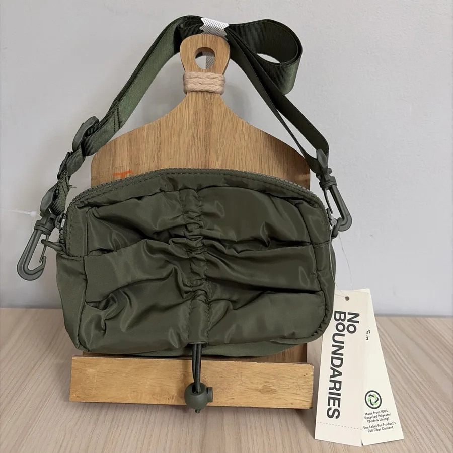 No Boundaries New! Dark Green Ruched Belt/Crossbody Bag