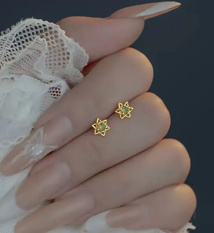 5mm Small Tiny Star Stud Earrings for Women Gold