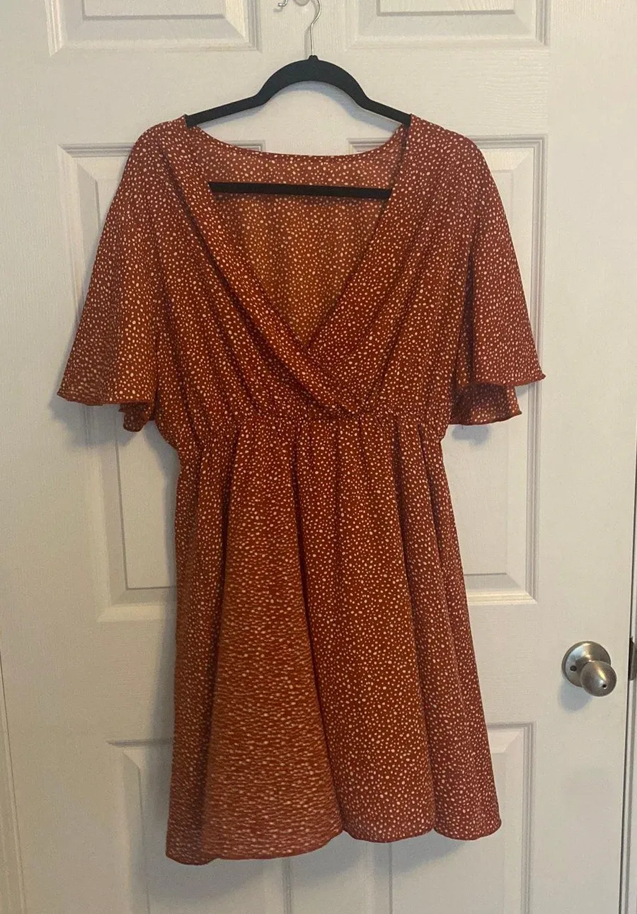 Orangeish/red Polka dot Dress Size XL