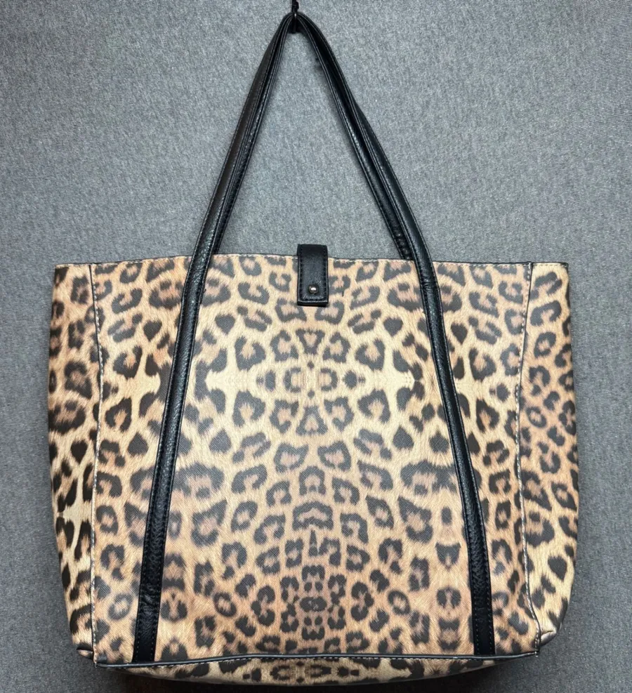 Animal Print Large Tote Bag Leopard Cheetah Carryall Everyday Bag Brown