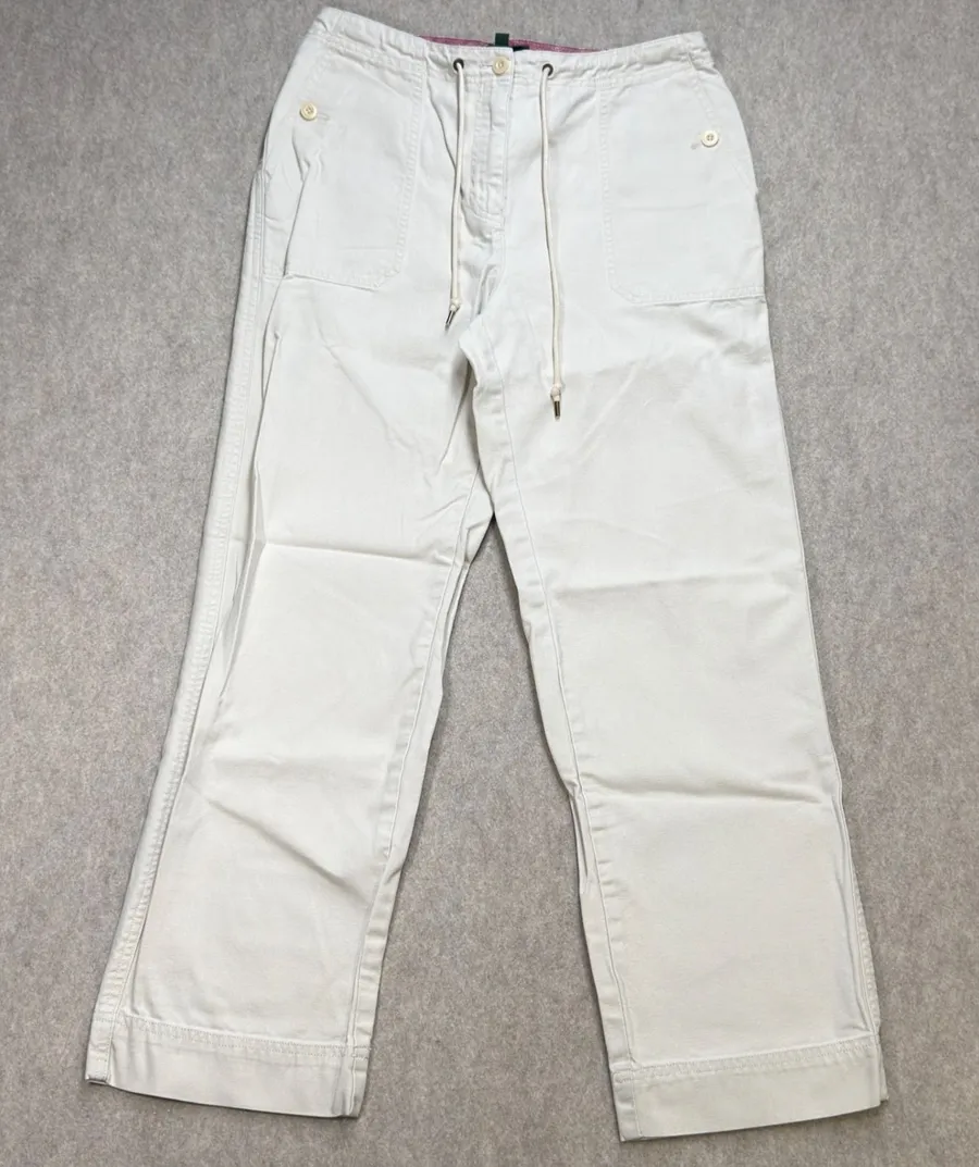 Lauren Ralph Lauren Womens 6P Beige Coastal Preppy Canvas Straight Leg Pants