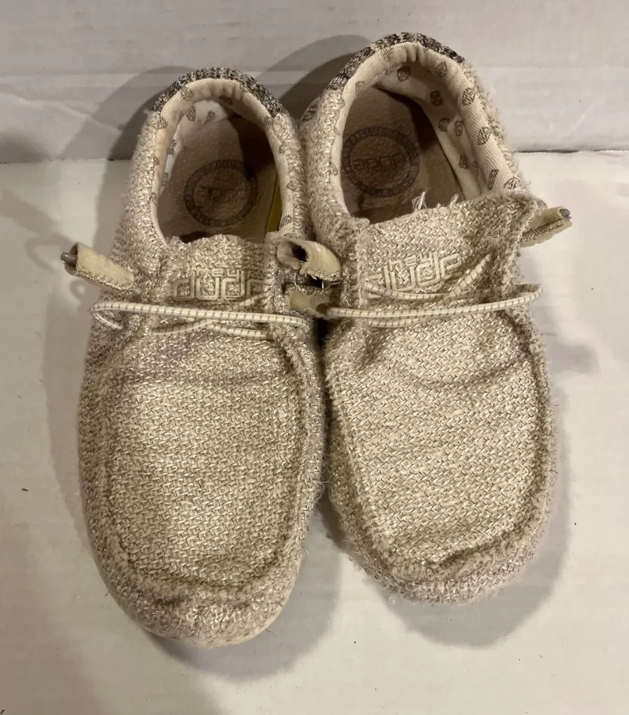 Hey Dude Wally Women Woven Cream Slip On Loafers Shoes 6 EU 37