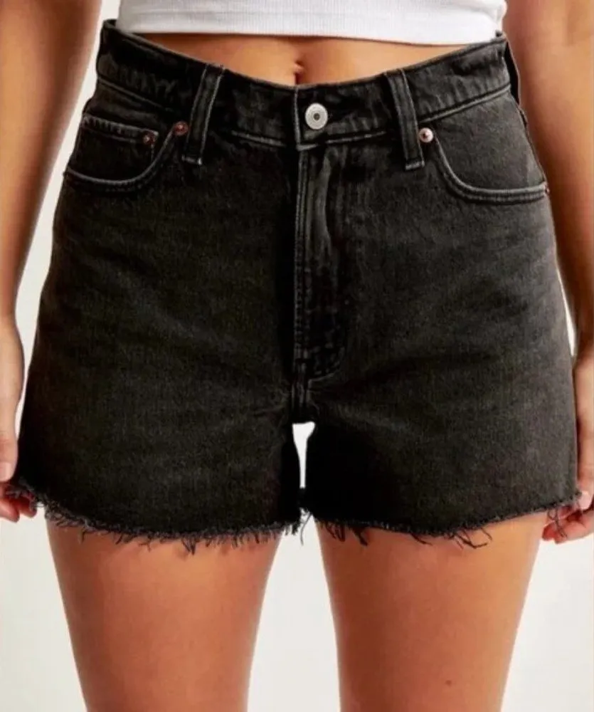 Abercrombie & Fitch Black High Rise The Cut Off Shorts