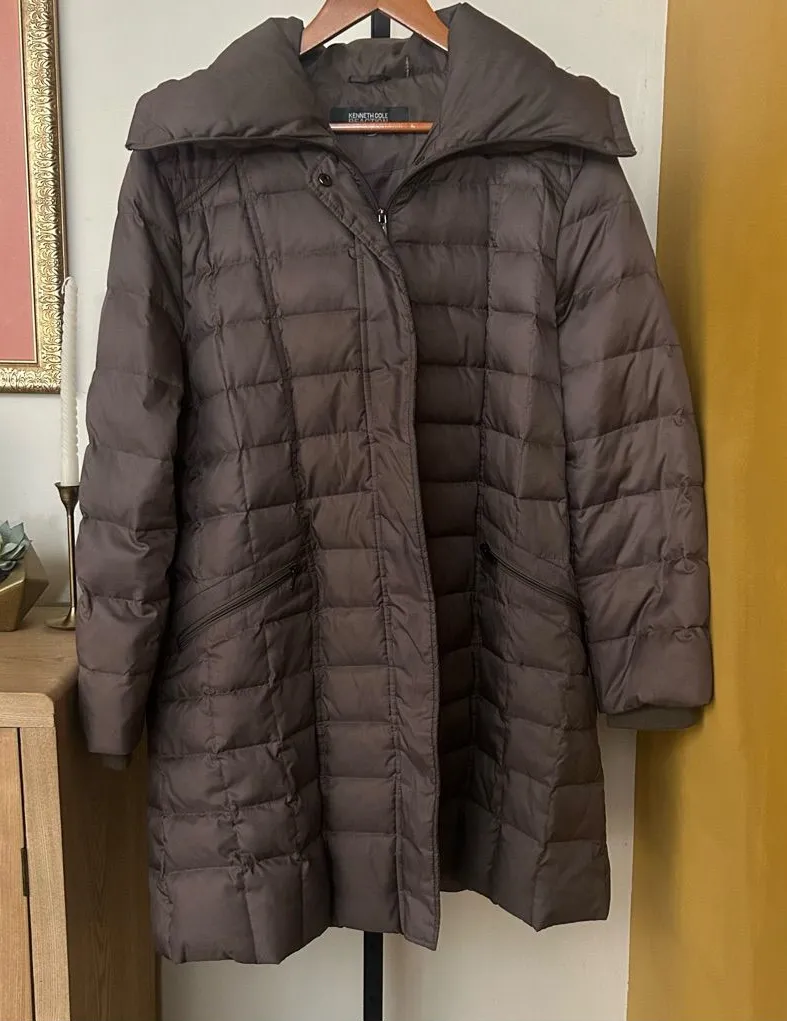 Kenneth Cole Reaction Puffer Coat Duck Down Filled Quilted Jacket Size XL
